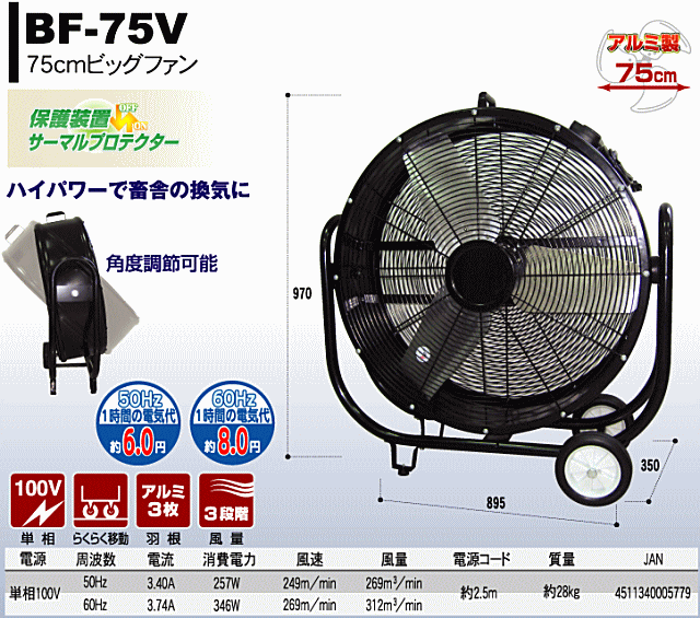 ナカトミ ビッグファン75cm BF-75V 